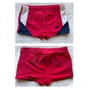 Giorgio Armani Baby Boy Swim Trunks Bathing Suit 24 month 2T Red Blue Logo